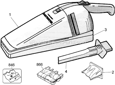 Page A Diagram and Parts List for DB300  Black and Decker Hand Vacuum